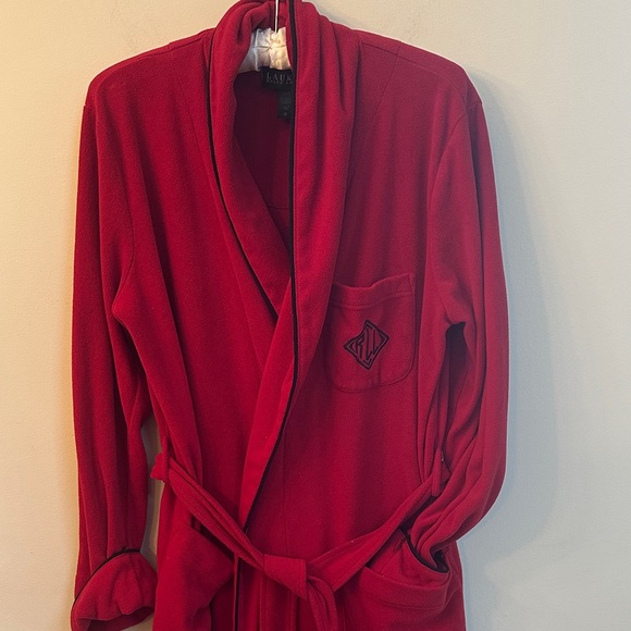 Lauren Ralph Lauren Red Velour Shawl Collar Robe – Vintage – Size M - Picture 3 of 5